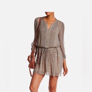 Joie Brown and Tan Long Sleeve Xyla dress